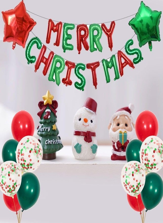 DECGOL Merry Christmas Balloons Banner 13pcs Aluminum Foil 16 Inch Letters with 2pcs 18 Inch Star Balloons 30pcs Red Green Confetti Balloon for Christmas Party Decorations - Image 4